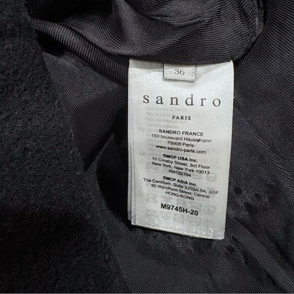 Sandro Paris Black Toggle Duffle Coat Wool French Designer Luxury, Women 36 Sm - Picture 10 of 12